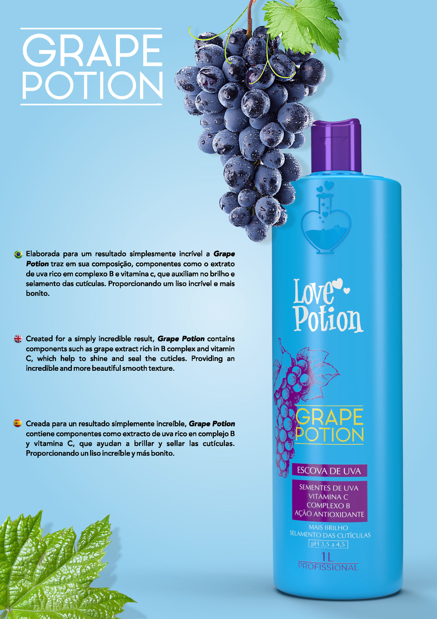 Love Potion - Grape Potion (Hair Straightening Nanoplasty Kit) 1L