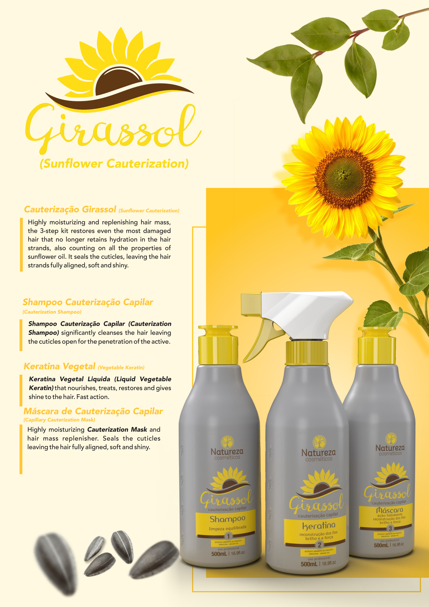 Natureza Cosmeticos - Girassol (Sunflower Cauterization Keratin Kit)