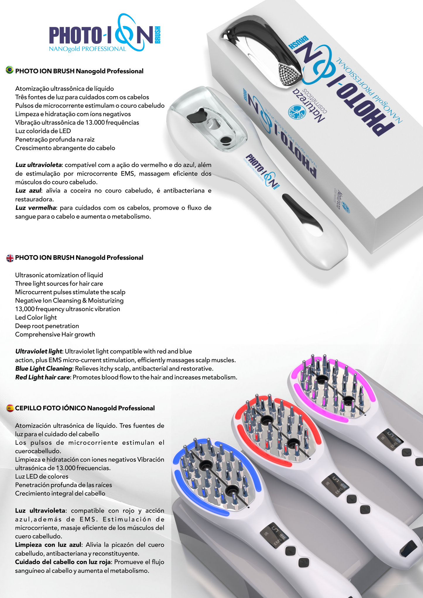 Natureza Cosmeticos - NANOGold Photo ION (Electric Brush)