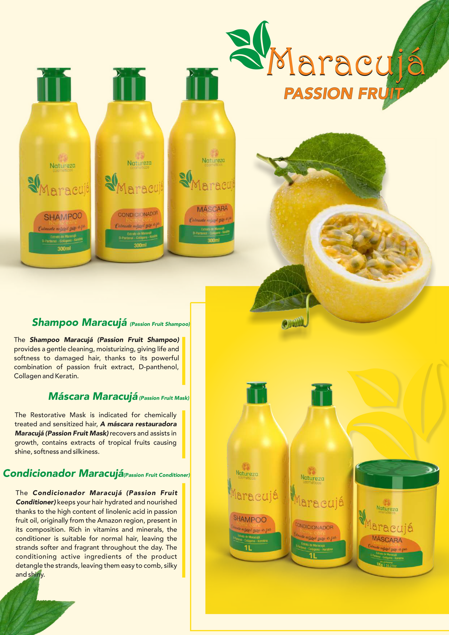 Maracujá - Passion Fruit Home Care Kit (Natureza Cosmeticos America Maracuja Home Care 1kg)