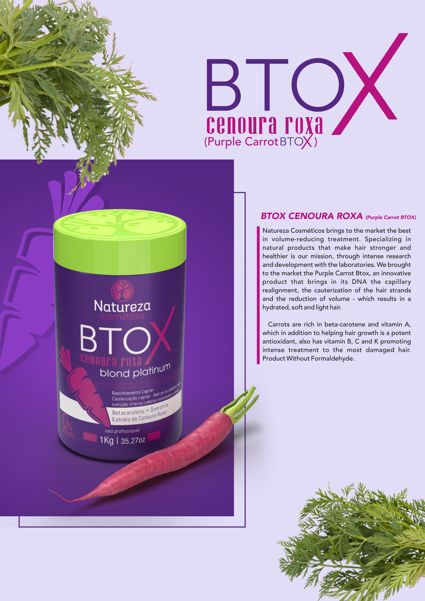 Natureza Cosméticos - NTOX Cenoura 35oz (Tratamento de Botox Capilar)