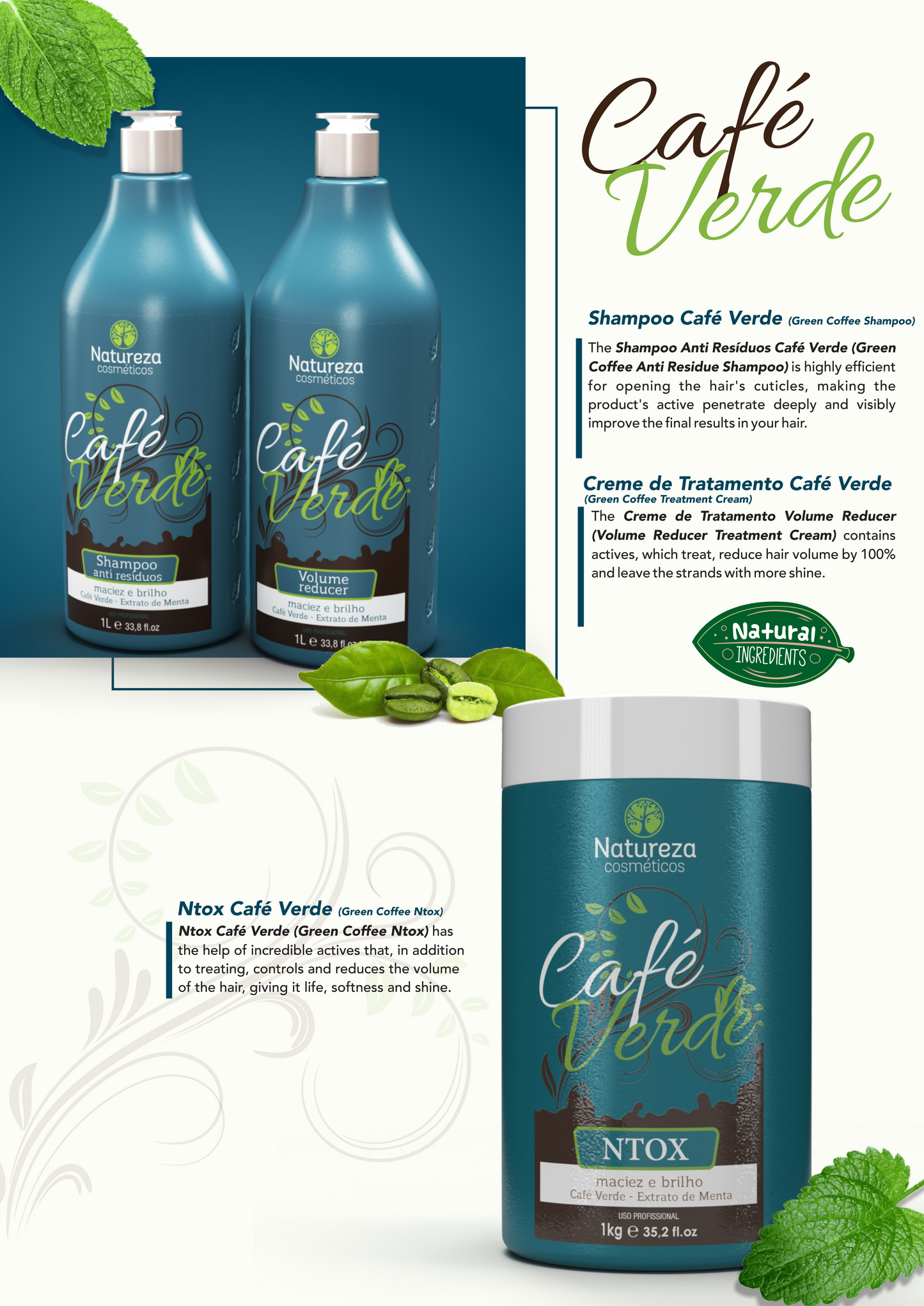 Natureza Cosmeticos - Cafe Verde NTox (Green Coffee Hair Botox 1kg)